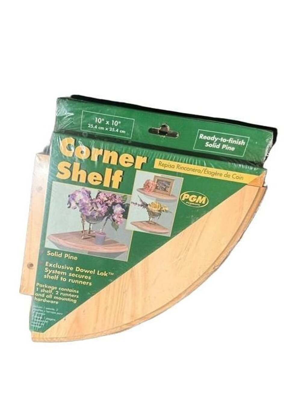 PGM Products 10" x 10" Solid Pine Corner Shelf Ready-to-Finish Kit